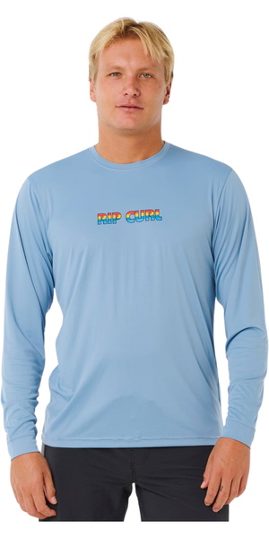 2026 Rip Curl Mens Icons Of Surflite UPF Long Sleeve Rash Vest 162MRV - Faded Denim